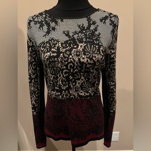 ANTONIO MELANI floral lace detail long sleeve Sweater, Top, Color-block SzM